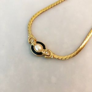 Jewelry - Fun Gold, Pearl, and Black Costume Necklace Jewelry - Fun Gold, Pearl, and Black Costume Necklace